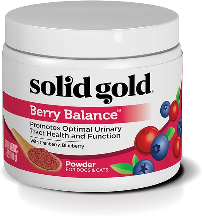 Solid Gold Cat & Dog Vitamins for UTI - Powdered Cranberry Supplement for Dogs & Cats - Urinary Tract, Bladder & Kidney Support for Dogs & Cats - Cat & Dog UTI Over the Counter Supplement Powder-3.5oz