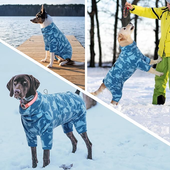 ROZKITCH Pajamas for Dogs Large, Pet Windproof Warm Cold Weather Jacket Vest with Luminous Zipper, Jumpsuit Apparel Outfit Clothes for Small Medium Large Dog Shark 2XL