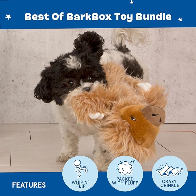 Barkbox Best of BarkBox Bundle – Squeaky Dog Toys – Plush Chew Toys – Puppy and Pet Toys for Medium and Large Dogs – Gordon The Sloth, Dingbert The Dragon, and Ollie The Octopus