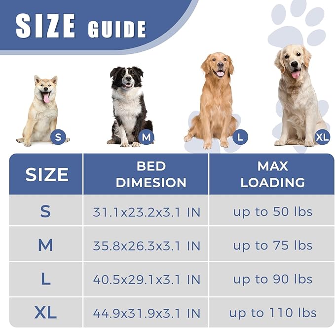 Orthopedic Outdoor Waterproof Dog Beds for Large Dogs, Washable Crate Bed with Egg Crate Foam Pet Bed Mat and Removable Oxford Fabric Cooling Cover,41"x 29", Navy