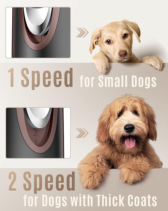Oneisall Low Noise Dog Clippers, 2-Speed Quiet Grooming Kit Rechargeable Cordless Pet Hair Clipper Trimmer Shaver for Small and Large Dogs Cats Animals (Dark Plum)