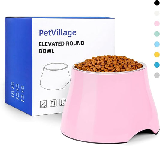 Dog Bowls,Cone Friendly Non Slip Single Dog Bowl with Stainless Steel Inner, Raised Bowls for Small and Medium Dogs Spaniel Dogs Long Ear, High Capacity, L/3 Cups Pink