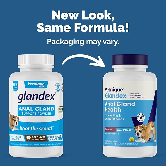 Vetnique Glandex Dog Fiber Supplement Powder for Anal Glands with Pumpkin, Digestive Enzymes & Probiotics - Vet Recommended (Regular or Advanced Strength) - Boot The Scoot (5.5oz Powder, Beef Liver)