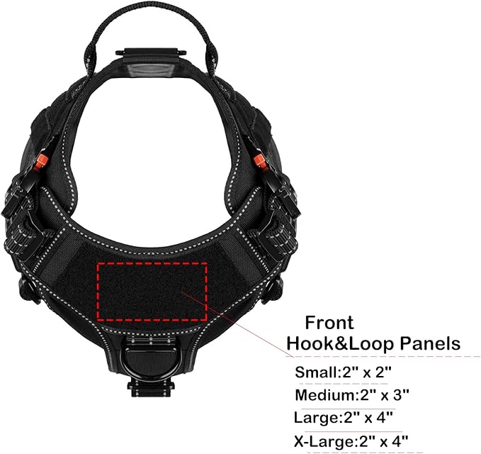 ICEFANG Tactical Dog Harness, Large Size,2X Metal Buckle,Working Dog MOLLE Vest with Handle,No Pulling Front Leash Clip,Hook and Loop Panel (Black,L (Pack of 1))
