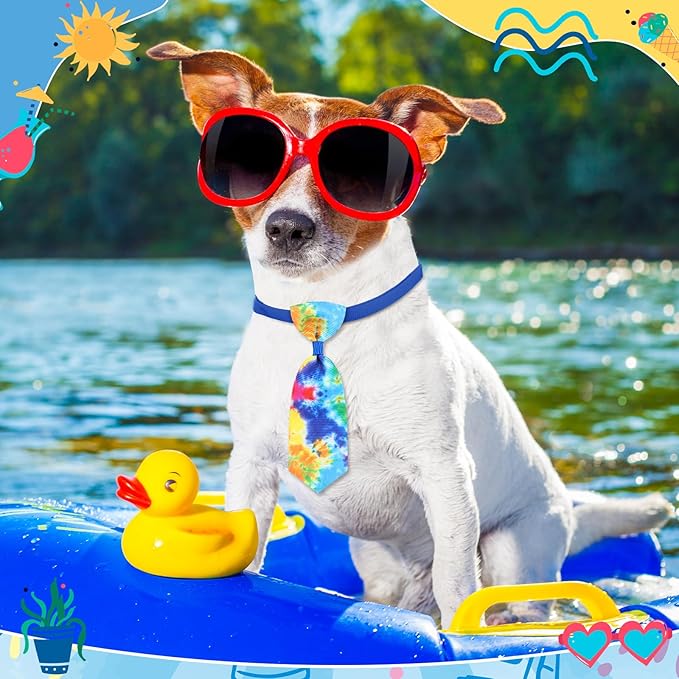 Eccliy 50 Pcs Tie Dye Dog Collars for Dogs Spring Summer Cute Puppy Bow Ties Adjustable Neckties Set Bow Collar for Pet Decoration Supplies