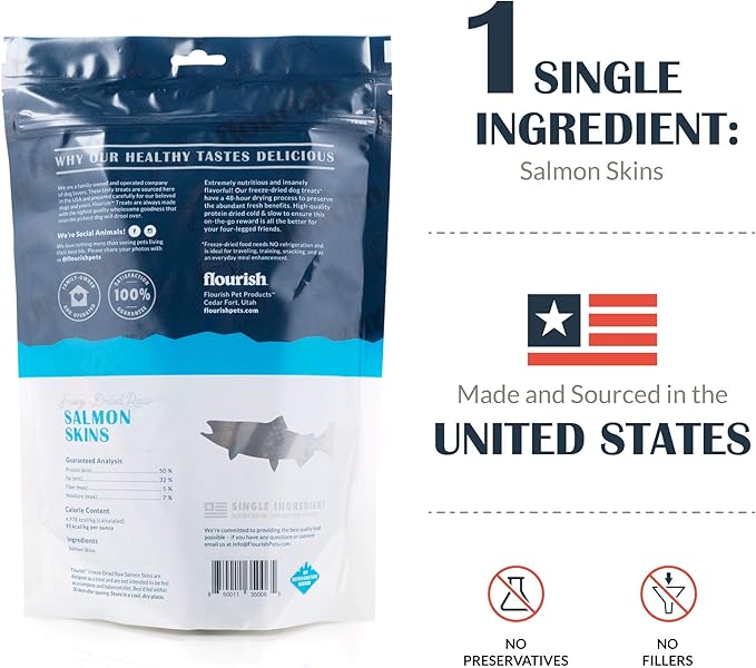 Freeze-Dried Raw Pet Treats for Dogs, Salmon Skin Chews (5 Count)…