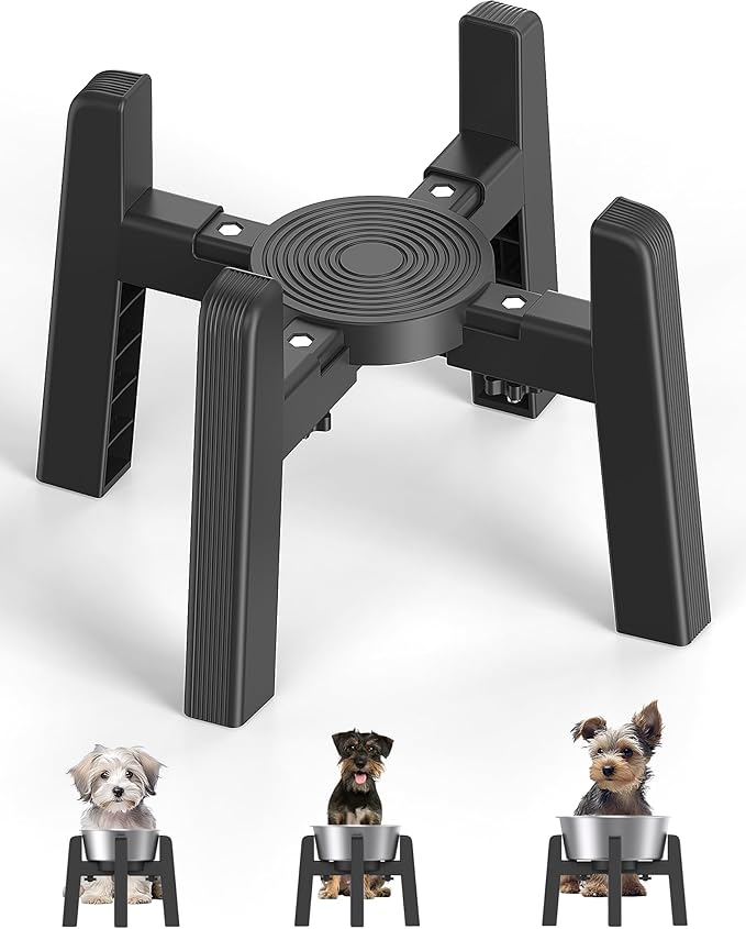 CZPET Dog Bowl Stand with Adjustable Width [Stand Only], Elevated Pet Water & Food Feeder for Medium Dogs, Stable and Anti-Slip Raised Bowl