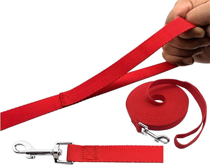 PETGOGO 15ft 20ft 30ft 40ft 50ft Long Dog/Puppy Lead Obedience Recall Training Dog Leashes for Small Medium Dogs Camping, Training, Play, or Backyard (Red, 1" x 30FT)