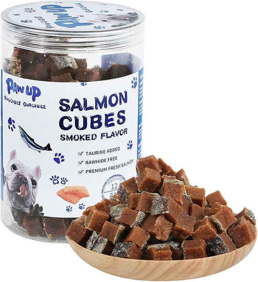Salmon Dog Treats, Healthy Salmon Bites, Dog Jerky Training Treats with Taurine, Rich in Omega-3, 12oz (Smoked Flavor)