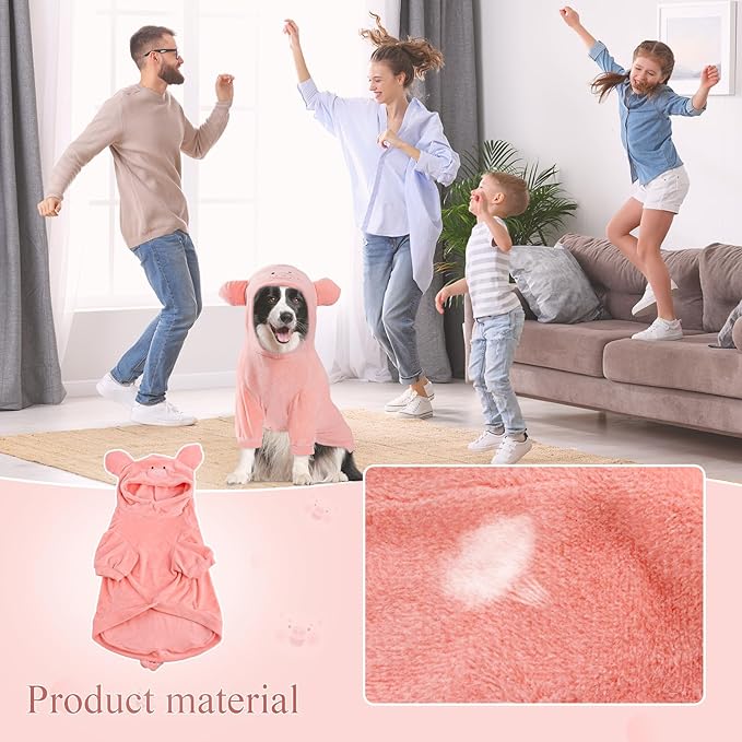 NACOCO Halloween Pig Dog Costume - Pet Christmas New Year Hoodie Warm Party Coat Outfit for Small and Medium Cat Dog Clothes(Pink Pig,L)