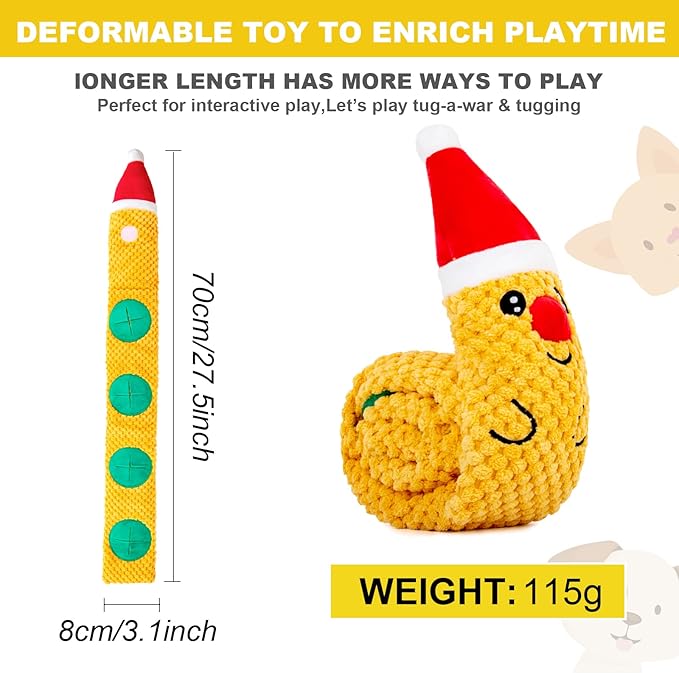 Christmas Deer Dog Toys - Plush Snuffle & Squeaky Toys for Puppy Teething & Small, Medium, Large Dogs