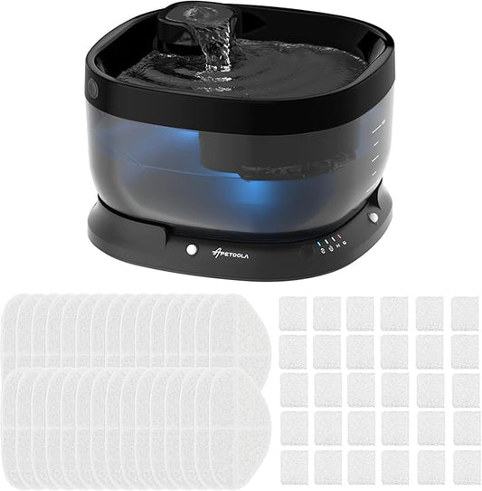 Wireless Dog Water Fountain with 30 Filter,Battery Operated Dog Water Dispenser with Motion Sensor, 237 oz/ 7L Cordless Fountain Water Bowl for Large Dogs Cat(Replacement Filter for 7.5 Months)