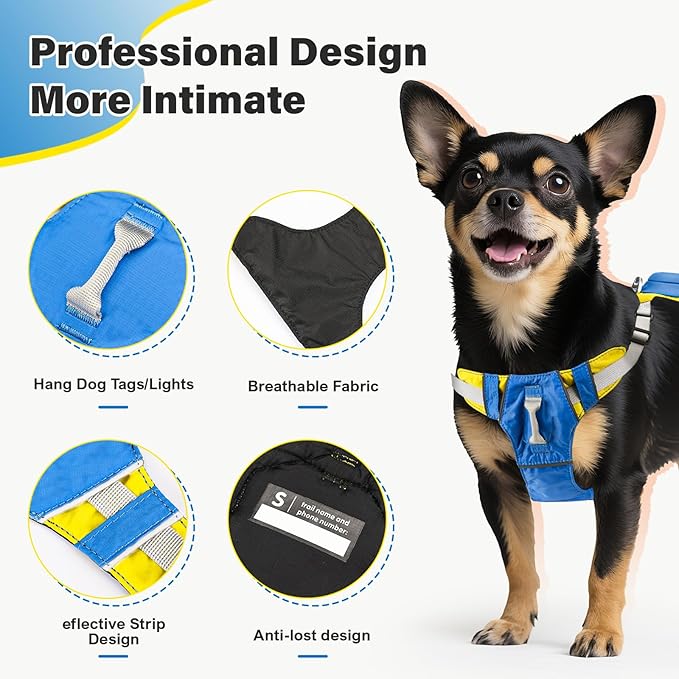 No Pull Dog Harness, 2 in 1 Retractable Harness with Auto-Lock, Reflective Breathable Mesh and Handle, Adjustable Leash Set for Small, Medium,Large Dogs,Cats (Color 2, XS)