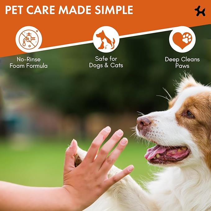 Dog Paw Cleaner | Gentle & PH-Balanced | Dog Paw Wash for All Breeds | Nourishing Formula with Aloe Vera | Portable & Easy-to-Use | Paw Cleaning Foam with Silicone Brush - 5.1 Fl Oz