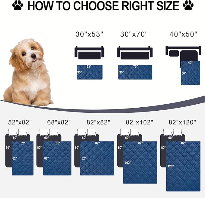 Smiry Waterproof Dog Blanket, 40x50 Inch Soft Pet Bed Cover Reversible, Washable Sofa Couch Furniture Protector for Small Medium Large Dog Puppy Cat, Navy/Blue