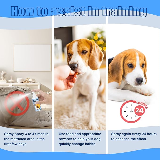 No Chew Spray for Dogs 2 Pack (100ML) Natural Ingredients Bitter Apple Spray for Dogs Alcohol Free Deterrent Spray to Stop Chewing Barking Marking and Nibbling (Blue)