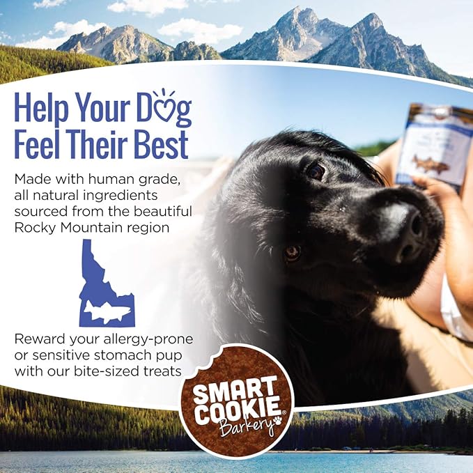 Smart Cookie All Natural Soft Dog Treats - Trout & Apple - Healthy Dog Treats for Allergies, Sensitive Stomachs - Chewy, Grain Free, Human-Grade, Made in The USA - 5oz Bag