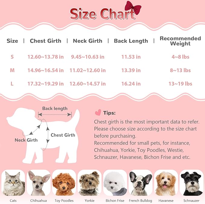 YUDODO Fleece Small Dog Sweater Dress with Bowtie, Female Fall Winter Warm Dog Clothes, Princess Sweater Dress for Small Dogs Girl (Red, Large)