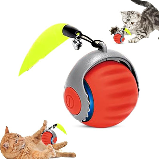 Smart Cat Toy Balls – Speedy 3.0 Interactive Ball with Tail, Automatic Rolling, Two Speed Modes, USB Rechargeable, Indoor Enrichment Toy for Bored Cats (Orange)