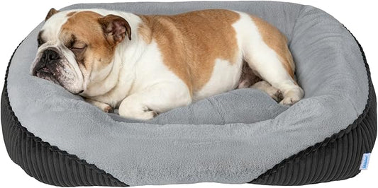 Washable Orthopedic Dog Bed - Soft Calming Pet Cuddler with Anti-Slip Bottom, Durable Plush Puppy Bed for Sleeping and Resting, Large(30"x24"x8")