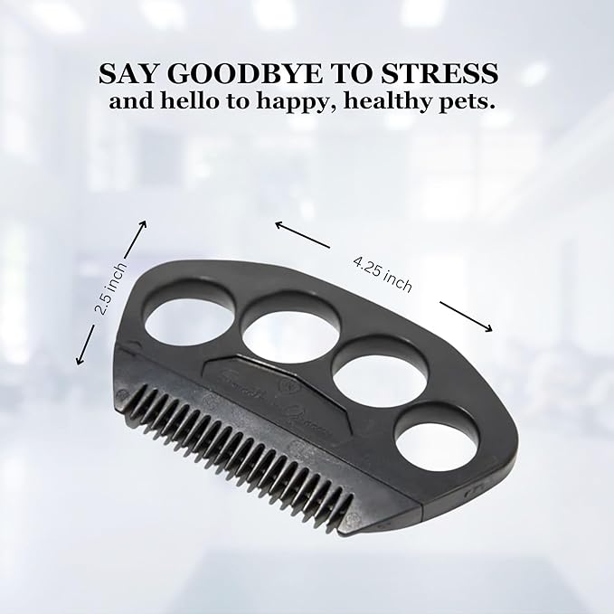 The Fur Hero, Pet hair comb - Skin Friendly Dog and Cat hair brush for Shedding with an embedded razor blade makes Pet Grooming easy, dog and cat accessories, Black