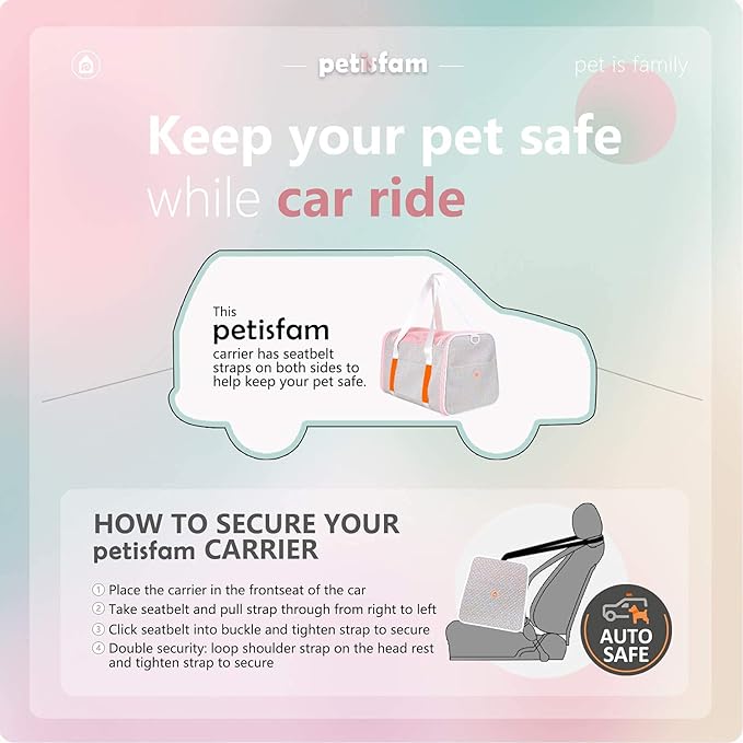 petisfam Soft Cute Travel Pet Carrier Bag for Medium Cats, Kitty and Puppy, Fantasy Pink, M