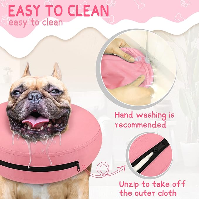 Supet Inflatable Dog Cone Collar Alternative After Surgery, Dog Neck Donut Collar Recovery E Collar for Neuter, Soft Pet Cone for Small Medium Large Dogs