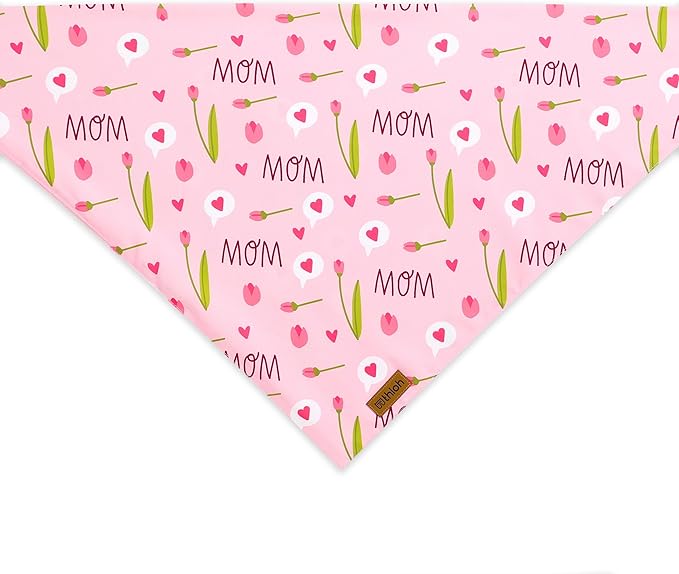 Mothers Day Dog Bandanas - 2 Pack Reversible Super Mom Pet Scarf for Boy and Girl | Premium Durable Fabric | Triangle I Love My Mom Bandana for Small Medium Large and Extra Large Dogs (X-Large)
