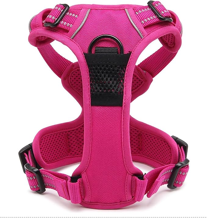 TRUE LOVE Adjustable No-Pull Dog Harness Reflective Pup Vest Harnesses Comfortable Control Brilliant Colors Truelove TLH5651(Fushcia,XL)