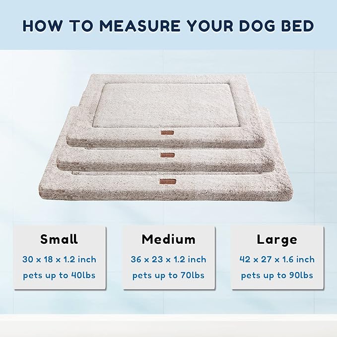 WESTERN HOME Dog Bed for Crate, High Resilience Foam Dog Crate Mat Kennel Pad with Soft Wavy Plush Comfortable Anti-Slip Washable Bed for Large Medium Small Dogs & Cats
