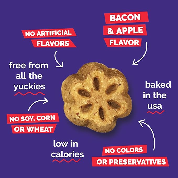 Fruitables Skinny Mini Dog Treats, Healthy Sweet Potato Treat for Dogs, Low Calorie & Delicious, Puppy Training, No Wheat, Corn or Soy, Made in the USA, Bacon and Apple Flavor, 12oz