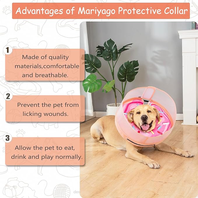Inflatable Dog Cone Collar with Enhanced Anti-Licking, Soft Neck Donut for Dogs Cats, Recovery Pet Cone Collar After Surgery for Large Medium Small Dogs (Donut Pink2, X-Large)