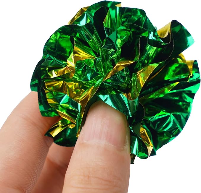 CHIWAVA 24PCS 1.6" Mylar Balls Shiny Crinkle Cat Toys Ball Kitten Crackle Lightweight Play Assorted Color