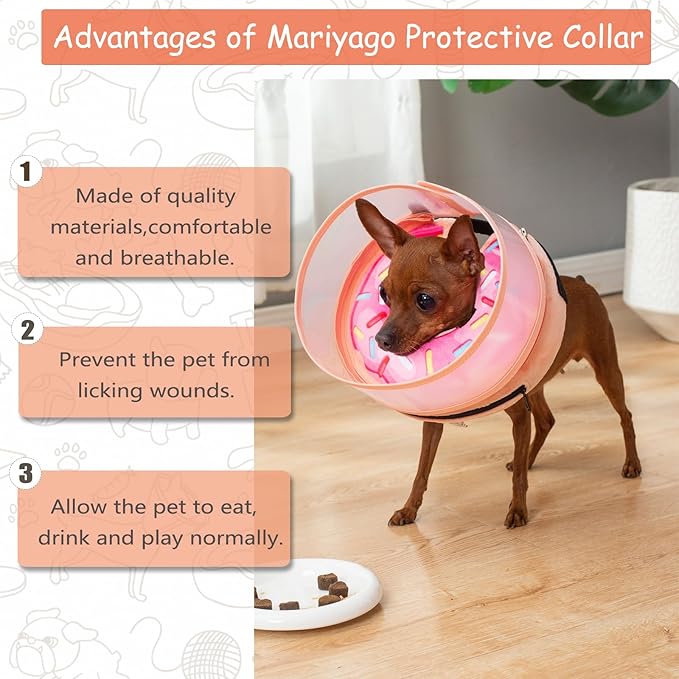 Inflatable Dog Cone Collar with Enhanced Anti-Licking, Soft Neck Donut for Dogs Cats, Recovery Pet Cone Collar After Surgery for Large Medium Small Dogs (Donut Pink2, Medium)