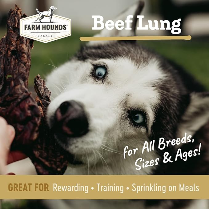 Farm Hounds - Beef Lung - Premium Natural Beef Lung Jerky for Dogs - Made from 100% Humanely Raised Cattle - Organ Treat - Great for Training & Treats - No Added Fillers - Made in USA - 2 oz - 2 Pack