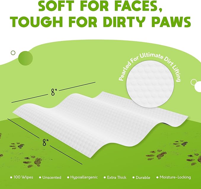 Lick-Safe Pet Wipes for Dogs & Cats - Vet-Approved & Hypoallergenic - Cleans Mud, Odors & Dander - Feline & Dog Wipes for Paws, Face & Butt - Earth-Friendly & Unscented Cat Cleaning - Pack of 400