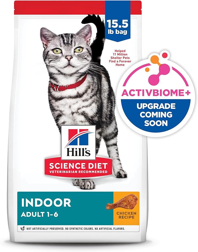 Hill's Science Diet Indoor, Adult 1-6, Easy Litter Box Cleanup, Dry Cat Food, Chicken Recipe, 15.5 lb Bag