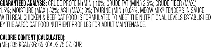 Meow Mix Tenders in Sauce Wet Cat Food, Chicken & Beef, 2.75 Ounce Cup (Pack of 12)