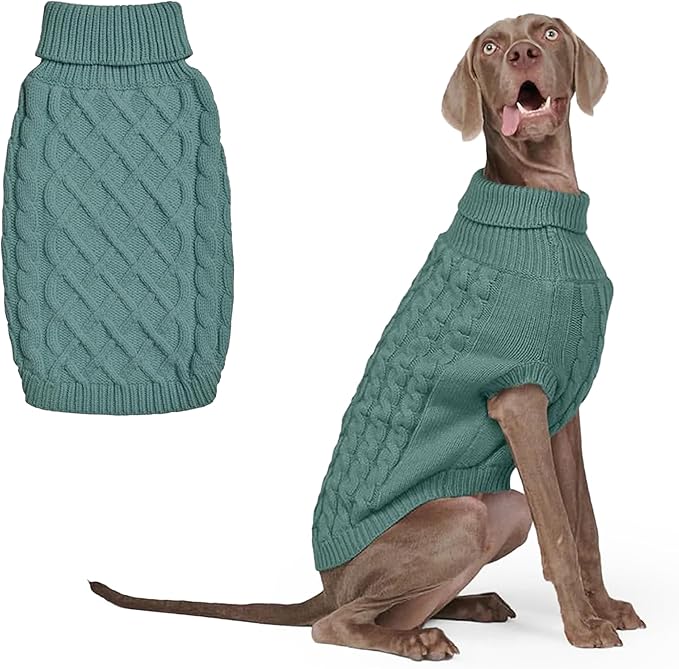 Spark Paws Knit Dog Sweater – Ultra Soft Warm Winter Dog Sweater for Small, Medium & Large Dogs – Stretch Fit Pet Sweater for French Bulldog, Pitbull, Girl & Boy Dogs Jacket, (Pine Green, 3XL)