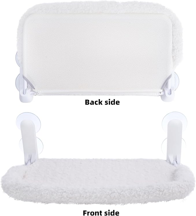 Cat Window Perch, Cordless Foldable Cat Hammock Bed with 4 Suction Cups, Embeded Machine Washable Bed for Indoor Cats, Strong Metal Frame Holds 40lbs (Beige,Cotton Binding)