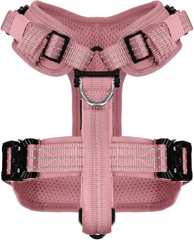 ICEFANG Dog Strap Harness with All-Metal Hardware,for Small Sized Dog,K9 Vest,Y-Shape Soft Padding,Adjustable Pet Harness,No-Pull Front Leash Clip (Small (Pack of 1), Pink)