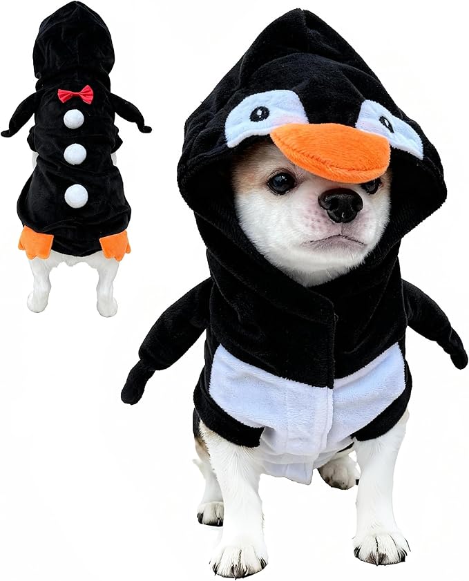 Pet Costume for Small Dogs Cats,Halloween Hoodies Winter Puppy Coat Outfits Funny Pajamas Clothes for Christmas Party,Penguin XL
