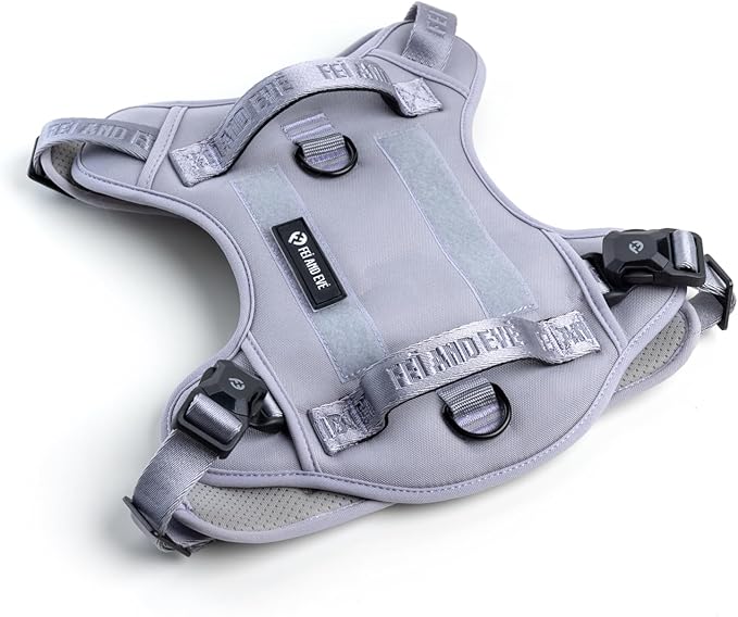 2025 New Edition, Fei & Eve MagEase Dog Harness - 3-Second Magnetic Buckles | 3-Point No-Pull Control | Heavy-Duty 900D Nylon | Dual Safety Handles | Breathable Mesh | Adjustable Fit | Small, Gray