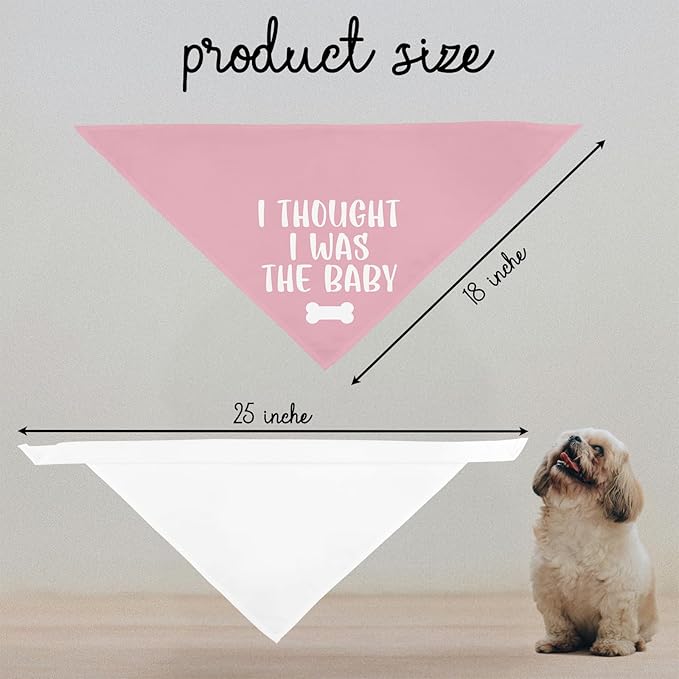 I Thought I was The Baby Pregnancy Announcement Bandana Pink Dogs Triangle Scarf Dog Bandana Baby Announcement Photo Prop Pet Scarf Accessories for Pet Dog Lovers Gifts