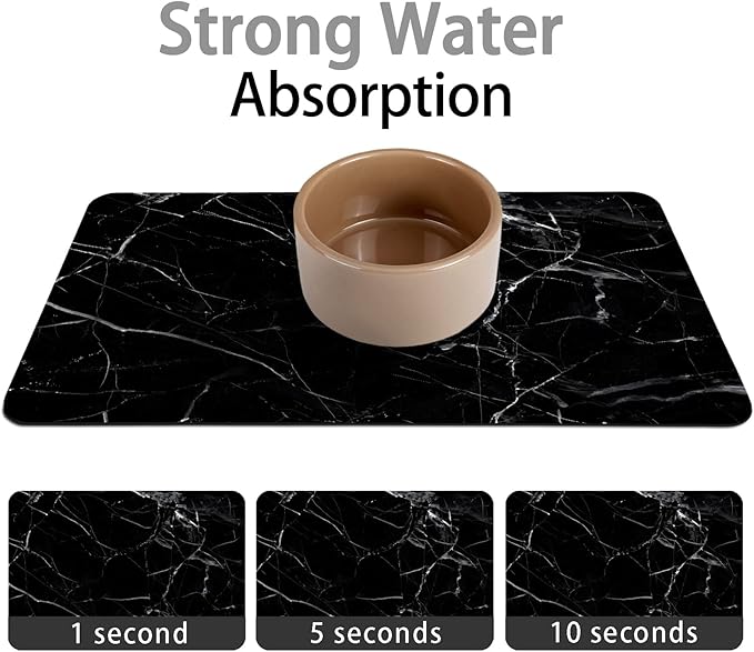 Absorbent Dog Food Mat for Floors - Quick Dry Pet Bowl Mat for Food and Water, Eco-Friendly Boho Cat Supplies