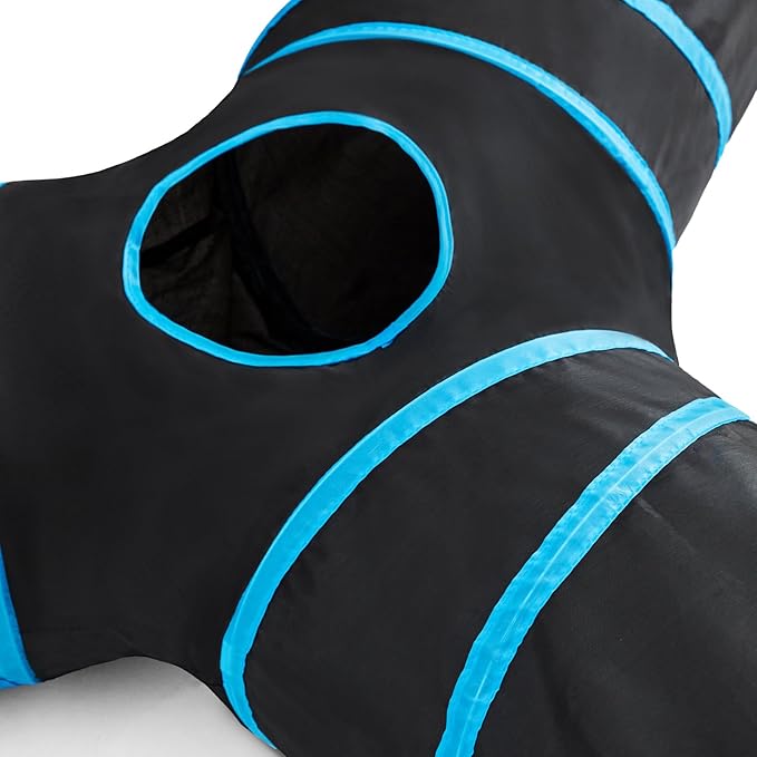 Tempcore 3-Way Collapsible Cat Tube Toys, Indoor Cat Tunnels with Peek Hole Toy Ball, Large Size