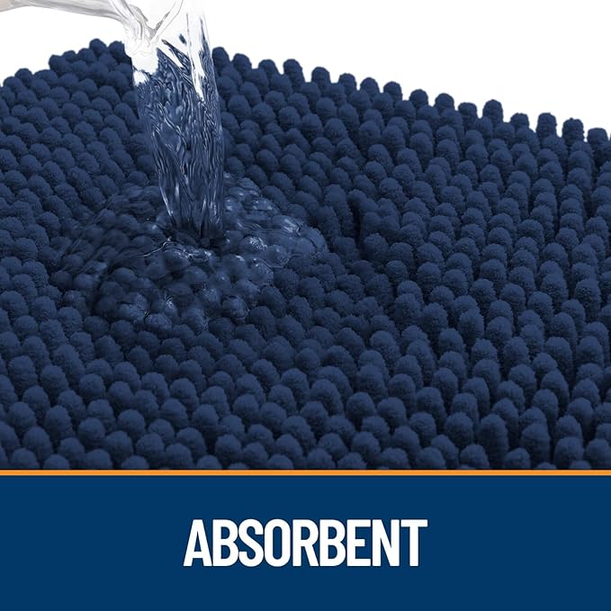 OLANLY Dog Door Mat for Muddy Paws 30x20, Absorbs Moisture and Dirt, Absorbent Non-Slip Washable Doormat, Quick Dry Chenille Mud Mat for Dogs, Entry Indoor Entryway Carpet for Inside Floor, Dark Blue