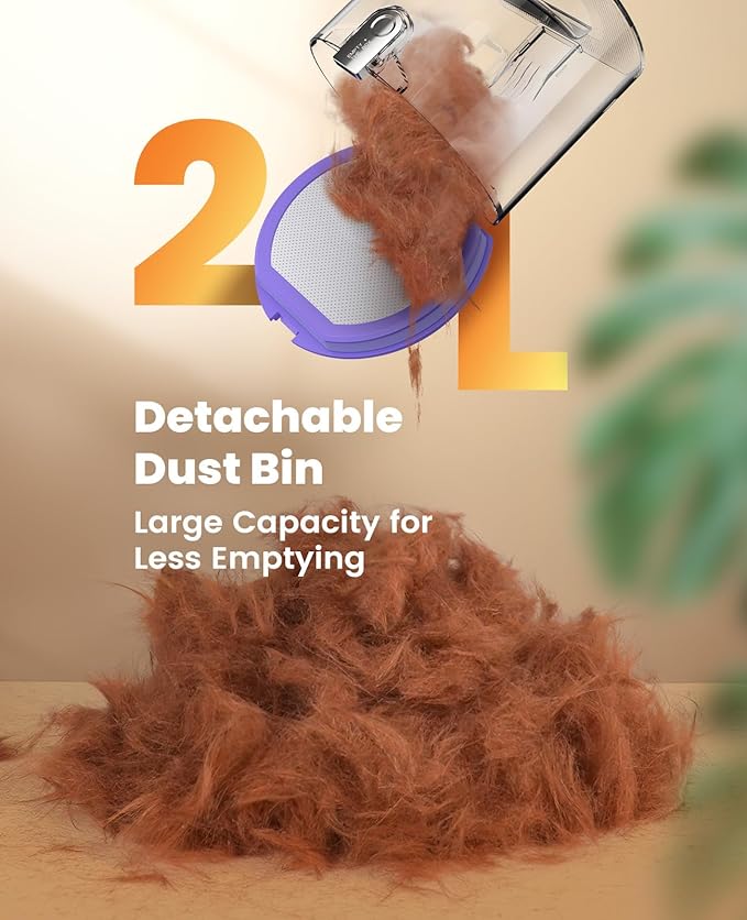 oneisall Cordless Low Noise Dog Grooming Vacuum,5200 mAh Dog Grooming Kit with Clippers,Nail Grinder,Trimmer,2L Dustbin for Shedding with Grooming Tools-Quiet Suitable for All Breeds,Comfy C1