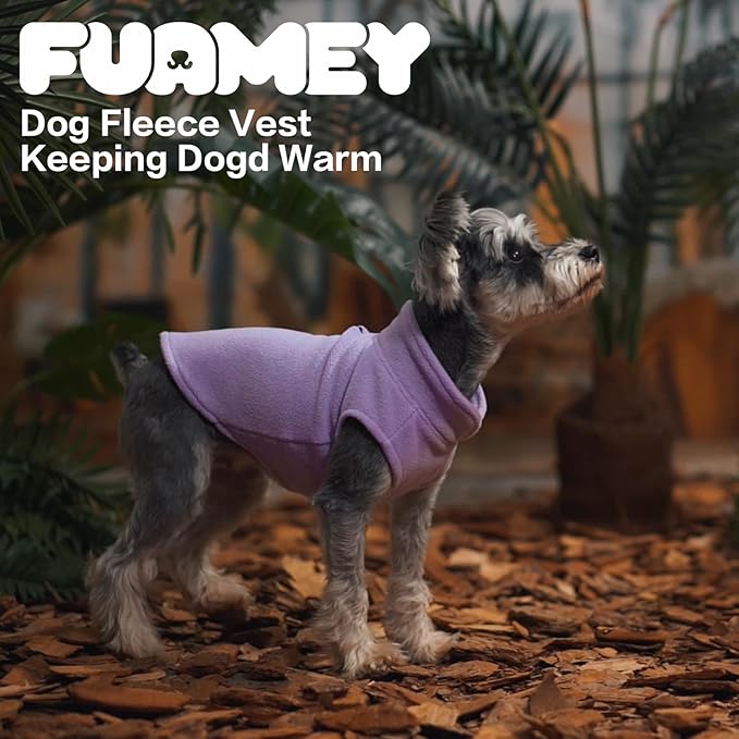 FUAMEY Dog Fleece Vest for Small Dogs,Warm Stretchy Dog Sweatshirts Pullover with Leash Hole Dogs Sweater Soft Pet Turtleneck Cozy Pet Vest Lightweight Sleeveless Purple S