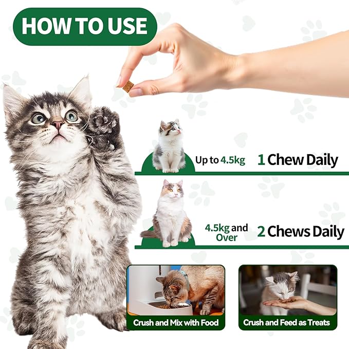Flea and Tick Chews for Cats - 200 Soft Chews Natural Flea Tick Support for Cat All Breeds & Ages - Nourishes Skin & Coat Health - Energy Support - Chicken Flavor Soft Chew